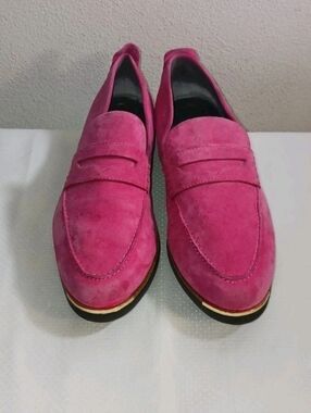 Cole Haan Grand Ambition Tolly Penny Loafers Bright Pink Suede Size 8 Women